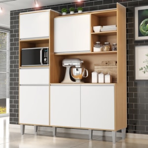 Kit Cozinha Compacta 5 Portas 160 cm Isabel Amendoa Branco REAJL Moveis