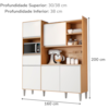Kit Cozinha Compacta 5 Portas 160 cm Isabel Amendoa Branco REAJL Moveis