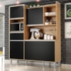 Kit Cozinha Compacta 5 Portas 160 cm Isabel Amendoa Preto REAJL Moveis