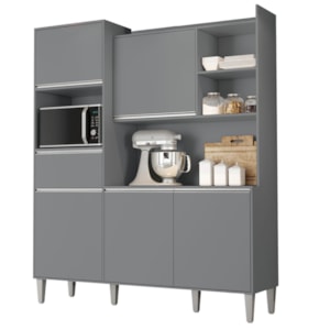 Kit Cozinha Compacta 5 Portas 160 cm Isabel Cinza REAJL Moveis