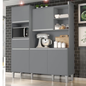 Kit Cozinha Compacta 5 Portas 160 cm Isabel Cinza REAJL Moveis