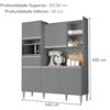 Kit Cozinha Compacta 5 Portas 160 cm Isabel Cinza REAJL Moveis
