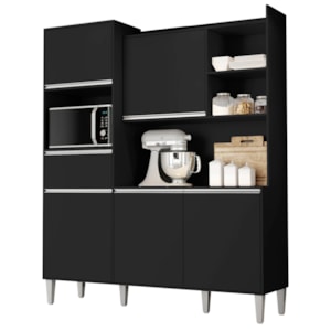 Kit Cozinha Compacta 5 Portas 160 cm Isabel Preto REAJL Moveis