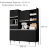 Kit Cozinha Compacta 5 Portas 160 cm Isabel Preto REAJL Moveis