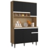 Kit Cozinha Compacta 6 Portas 105 cm Marcia Amendoa Preto REAJL Moveis