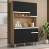 Kit Cozinha Compacta 6 Portas 105 cm Marcia Amendoa Preto REAJL Moveis