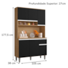 Kit Cozinha Compacta 6 Portas 105 cm Marcia Amendoa Preto REAJL Moveis