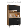 Kit Cozinha Compacta 6 Portas 105 cm Marcia Amendoa Preto REAJL Moveis