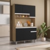 Kit Cozinha Compacta 6 Portas 105 cm Marcia Amendoa Preto REAJL Moveis