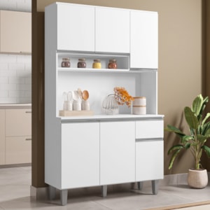 Kit Cozinha Compacta 6 Portas 105 cm Marcia Branco REAJL Moveis