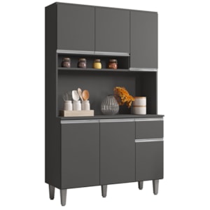 Kit Cozinha Compacta 6 Portas 105 cm Marcia Cinza REAJL Moveis