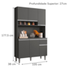 Kit Cozinha Compacta 6 Portas 105 cm Marcia Cinza REAJL Moveis