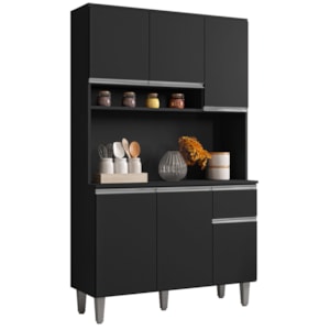 Kit Cozinha Compacta 6 Portas 105 cm Marcia Preto REAJL Moveis