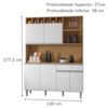 Kit Cozinha Compacta 6 Portas 130 cm Alice Amendoa Branco REAJL Moveis
