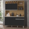 Kit Cozinha Compacta 6 Portas 130 cm Alice Amendoa Preto REAJL Moveis