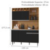 Kit Cozinha Compacta 6 Portas 130 cm Alice Amendoa Preto REAJL Moveis