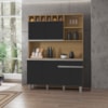 Kit Cozinha Compacta 6 Portas 130 cm Alice Amendoa Preto REAJL Moveis