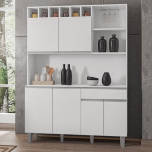 Kit Cozinha Compacta 6 Portas 130 cm Alice Branco REAJL Moveis
