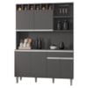Kit Cozinha Compacta 6 Portas 130 cm Alice Cinza REAJL Móveis