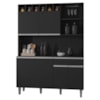 Kit Cozinha Compacta 6 Portas 130 cm Alice Preto REAJL Moveis