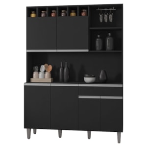 Kit Cozinha Compacta 6 Portas 130 cm Alice Preto REAJL Moveis