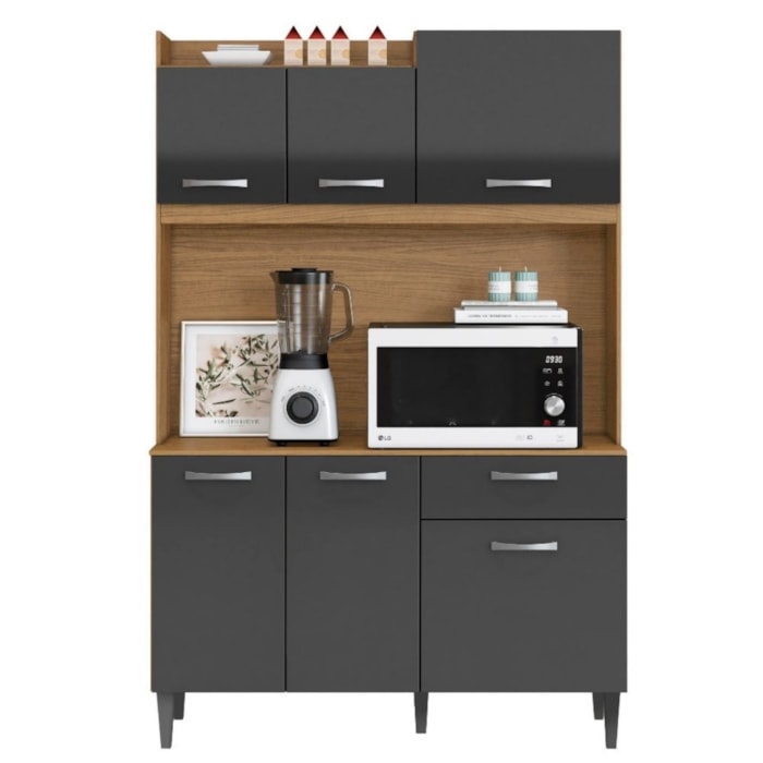 Kit Cozinha Compacta 6 Portas Berlim 120 cm Atacama Grafite ARMoveis