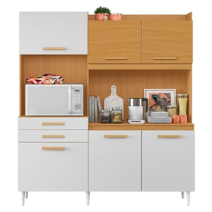 Kit Cozinha Compacta 6 Portas Selena 182 cm Cinamomo Branco ARMoveis