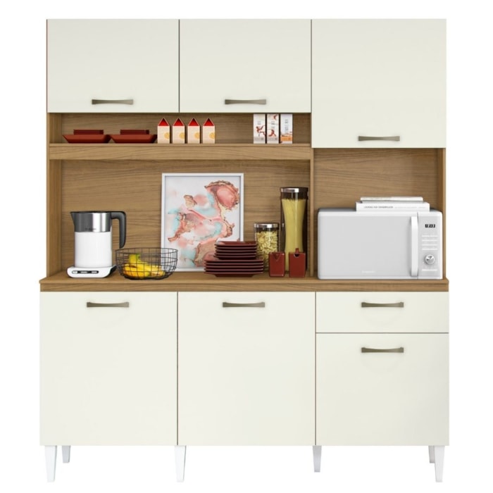 Kit Cozinha Compacta 6 Portas Siena 160 cm Atacama Off White ARMoveis