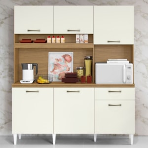 Kit Cozinha Compacta 6 Portas Siena 160 cm Atacama Off White ARMoveis