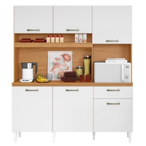 Kit Cozinha Compacta 6 Portas Siena 160 cm Cinamomo Branco ARMoveis