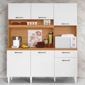 Kit Cozinha Compacta 6 Portas Siena 160 cm Cinamomo Branco ARMoveis