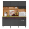 Kit Cozinha Compacta 6 Portas Siena 160 cm Cinamomo Grafite ARMoveis