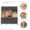 Kit Cozinha Compacta 6 Portas Siena 160 cm Cinamomo Grafite ARMoveis