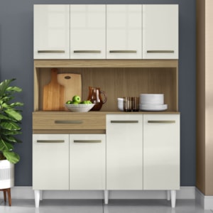 Kit Cozinha Compacta Cleo 8 Portas 121cm Atacama Off White ARMoveis
