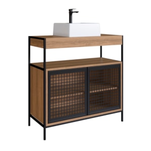 Kit Gabinete e Cuba Para Banheiro P1038C Mell PP Milani Store Kit Gabinete e Cuba Para Banheiro P1038C Mell PP Milani Store