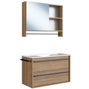 Kit Gabinete Suspenso com Cuba e Espelheira 80cm Mel PRODDY Kit Gabinete Suspenso com Cuba e Espelheira 80cm Mel PRODDY