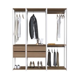 Kit Guarda Roupa Closet 03 Peças 183X160cm Branco Montana PRODDY