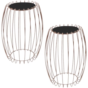 Kit Mesa Apoio Lateral 43 cm Tampo Vidro Preto Base Metal Cobre Nacc Kit Mesa Apoio Lateral 43 cm Tampo Vidro Preto Base Metal Cobre Nacc