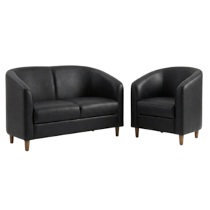Kit Poltrona E Namoradeira Aura Pes Madeira Courino TCS 724 MOLL