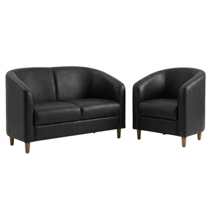 Kit Poltrona E Namoradeira Aura Pes Madeira Courino TCS 724 MOLL