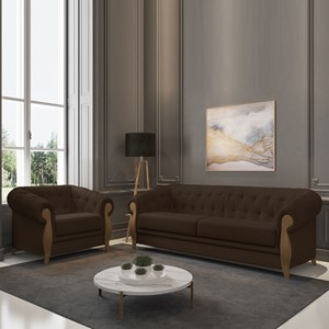 Kit Sofa e Poltrona Decorativa Murano Veludo SL 942 Moll