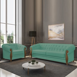 Kit Sofa e Poltrona Decorativa Murano Veludo SL 946 Moll