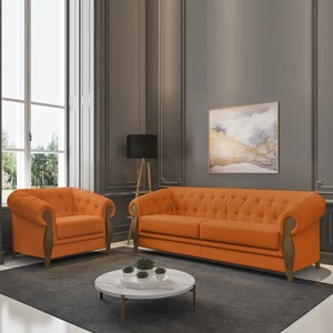 Kit Sofa e Poltrona Decorativa Murano Veludo SL 953 Moll
