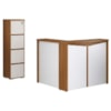Mesa Balcao Atendimento 135X118 cm E Gaveteiro Alto 4 Gavetas 143X46 cm Freijo Branco Artany