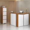 Mesa Balcao Atendimento 135X118 cm E Gaveteiro Alto 4 Gavetas 143X46 cm Freijo Branco Artany