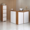 Mesa Balcao Atendimento 135X118 cm E Gaveteiro Alto 4 Gavetas 143X46 cm Freijo Branco Artany