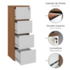 Mesa Balcao Atendimento 135X118 cm E Gaveteiro Alto 4 Gavetas 143X46 cm Freijo Branco Artany
