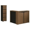 Mesa Balcao Atendimento 135X118 cm E Gaveteiro Alto 4 Gavetas 143X46 cm Nogal Preto Artany