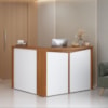 Mesa Balcao Atendimento Recepcao Tampo Tamburato 135X118 cm Freijo Branco Artany