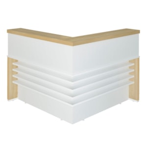 Mesa Balcao Atendimento Recepcao Tampo Tamburato 148X148 cm Carvalho Branco Artany